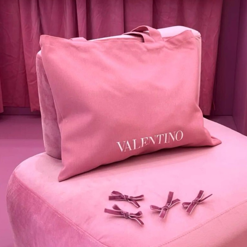 Valentino Beauty Pink Canvas Tote Bag - Picture 2 of 10